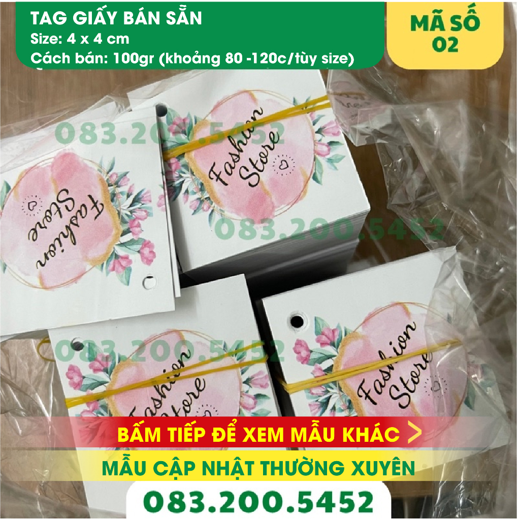 Tem giấy treo quần áo Hàng bán sẵn - Nhãn Mác Quần Áo Tag giấy