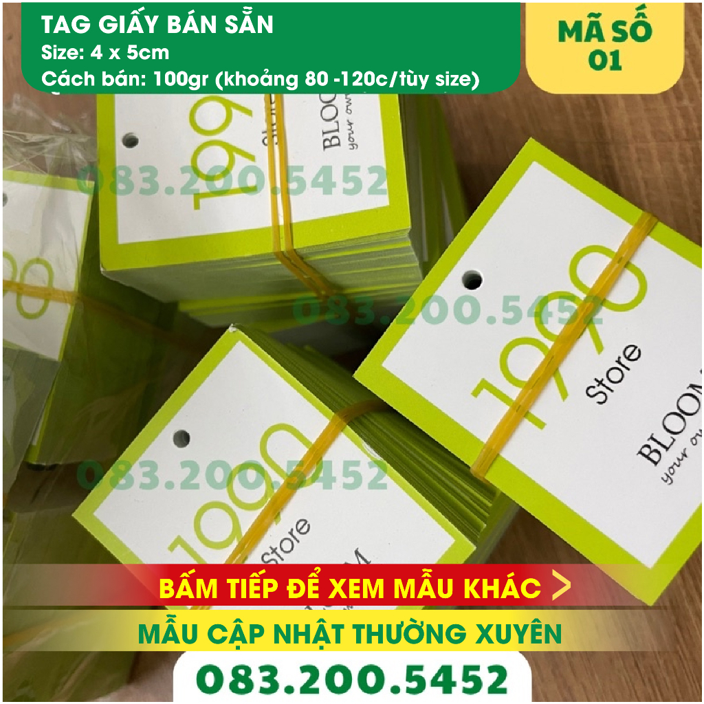 Tem giấy treo quần áo Hàng bán sẵn - Nhãn Mác Quần Áo Tag giấy