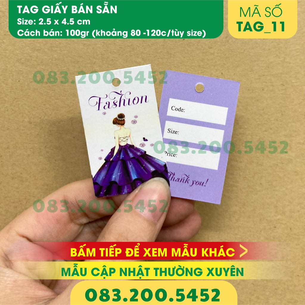 Tem giấy treo quần áo Hàng bán sẵn - Nhãn Mác Quần Áo Tag giấy