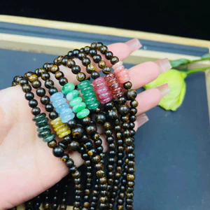 Vòng Tay 108 Hạt Trầm Hương Sánh Chìm Nước Mix Ngũ điếu- Chuỗi Tràng Hạt - Size 6mm