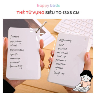 Flashcard size SIÊU TO 13x8CM trắng kèm khoen thẻ học từ vựng flashcard ...