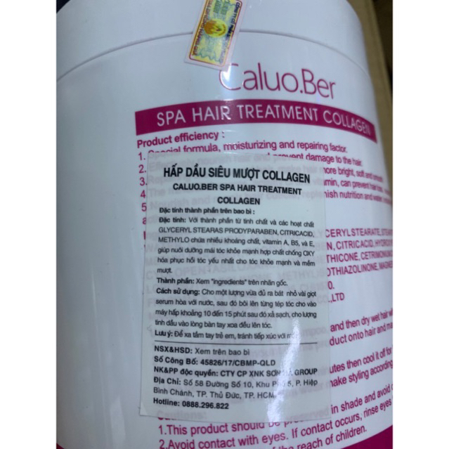 [+Mũ trùm] [Caluober] Dầu hấp ủ tóc siêu mượt collagen Caluo.Ber Hair Spa dạng kem bơ 1500ml