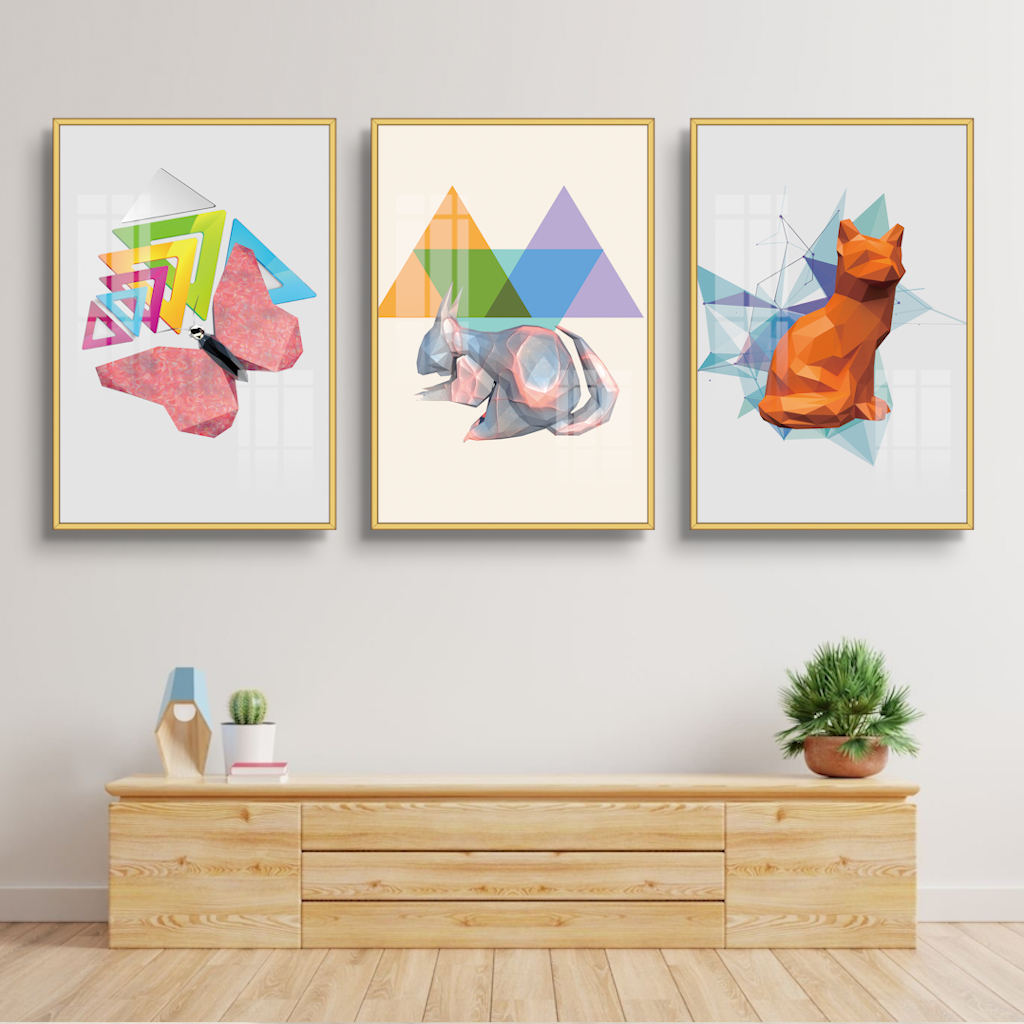 Tranh Treo Tường Bộ 3 bức chủ đề trừu tượng ,tranh decor phòng khách, phòng ăn, phòng ngủ,...