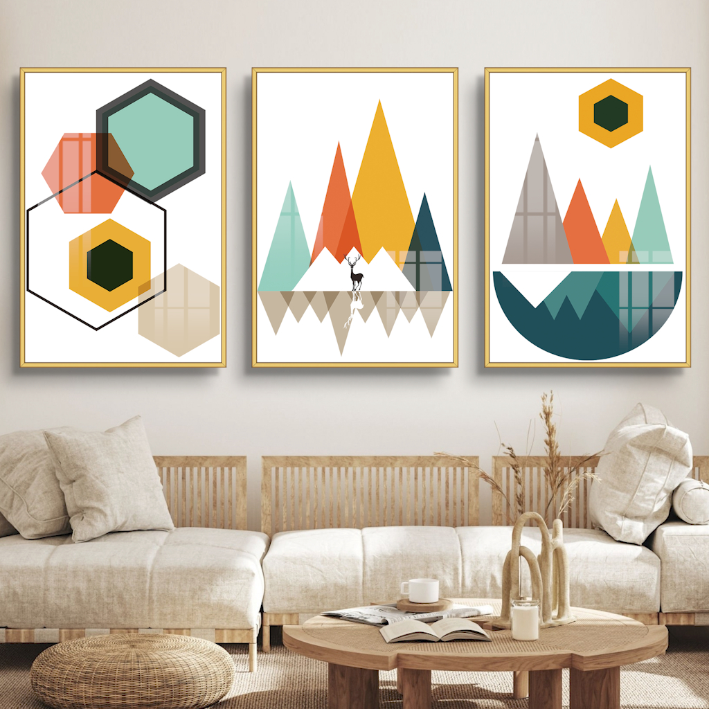 Tranh Treo Tường Bộ 3 bức chủ đề trừu tượng ,tranh decor phòng khách, phòng ăn, phòng ngủ,...