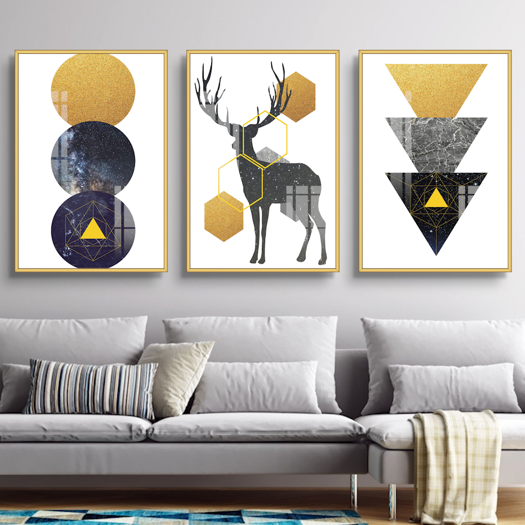 Tranh Treo Tường Bộ 3 bức chủ đề trừu tượng ,tranh decor phòng khách, phòng ăn, phòng ngủ,...