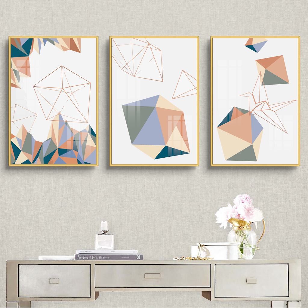 Tranh Treo Tường Bộ 3 bức chủ đề trừu tượng ,tranh decor phòng khách, phòng ăn, phòng ngủ,...