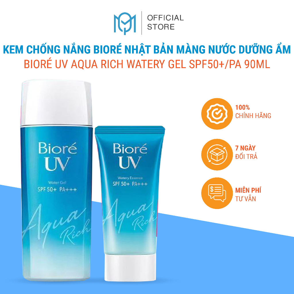 Kem chống nắng Biore Nhật Bản màng nước dưỡng ẩm Bioré UV Aqua Rich Watery Gel SPF50+/PA 90ml