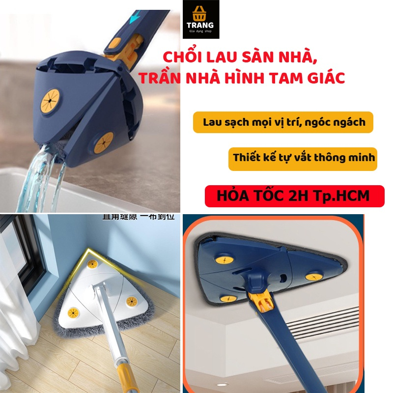 Cây lau tam giác tự vắt xoay 360 độ đa năng