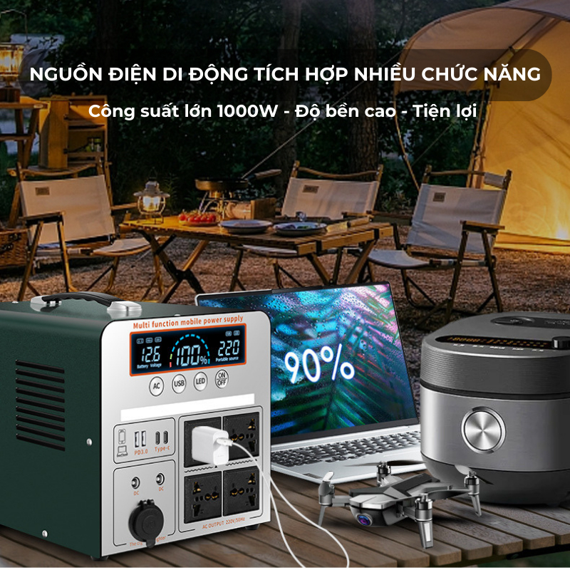 Trạm sạc dự phòng di động - nguồn điện di động du lịch dã ngoại 1000W ...