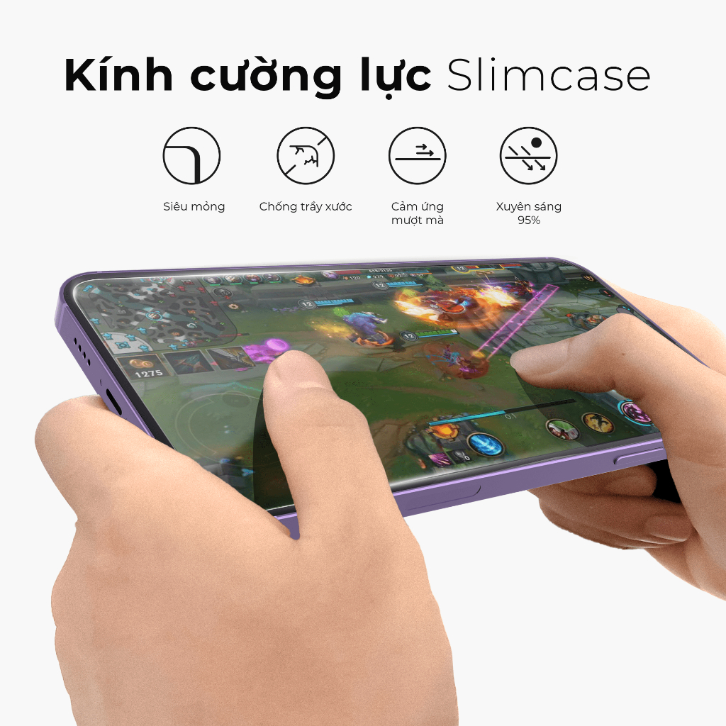 Kính cường lực iPhone 14 series chính hãng SLIMCASE dễ dán - Chống trầy xước, độ cứng 9H