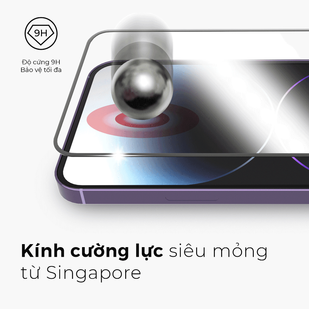 Kính cường lực iPhone 13 / 12 / XS / XR / X / 8 / 7 SLIMCASE dễ dán - Chống trầy xước, độ cứng 9H