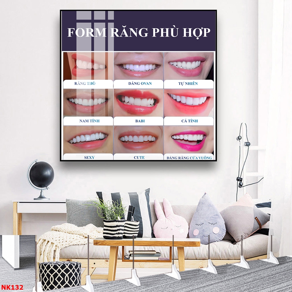 Tranh Tráng Gương Treo Tường Chủ Đề Hàm Răng Trang Trí Nha Khoa Xưởng Giá Rẻ