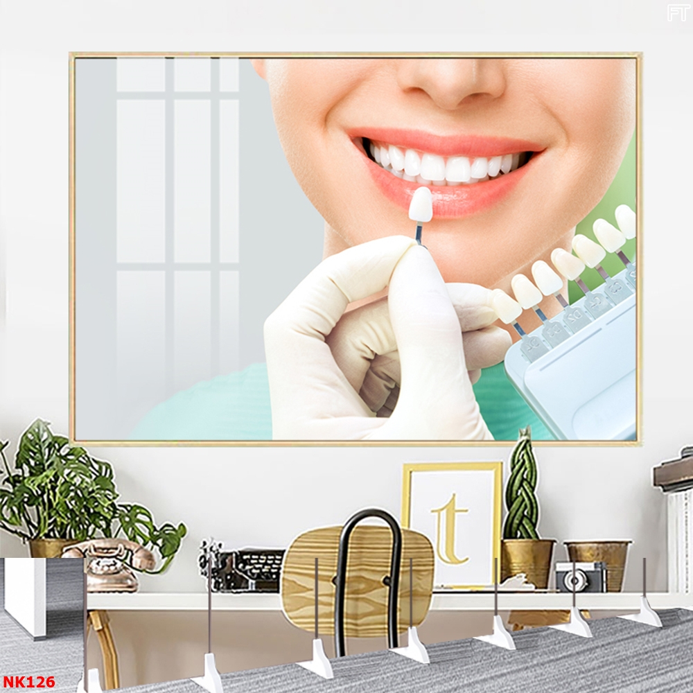 Tranh Tráng Gương Treo Tường Chủ Đề Hàm Răng Trang Trí Nha Khoa Xưởng Giá Rẻ
