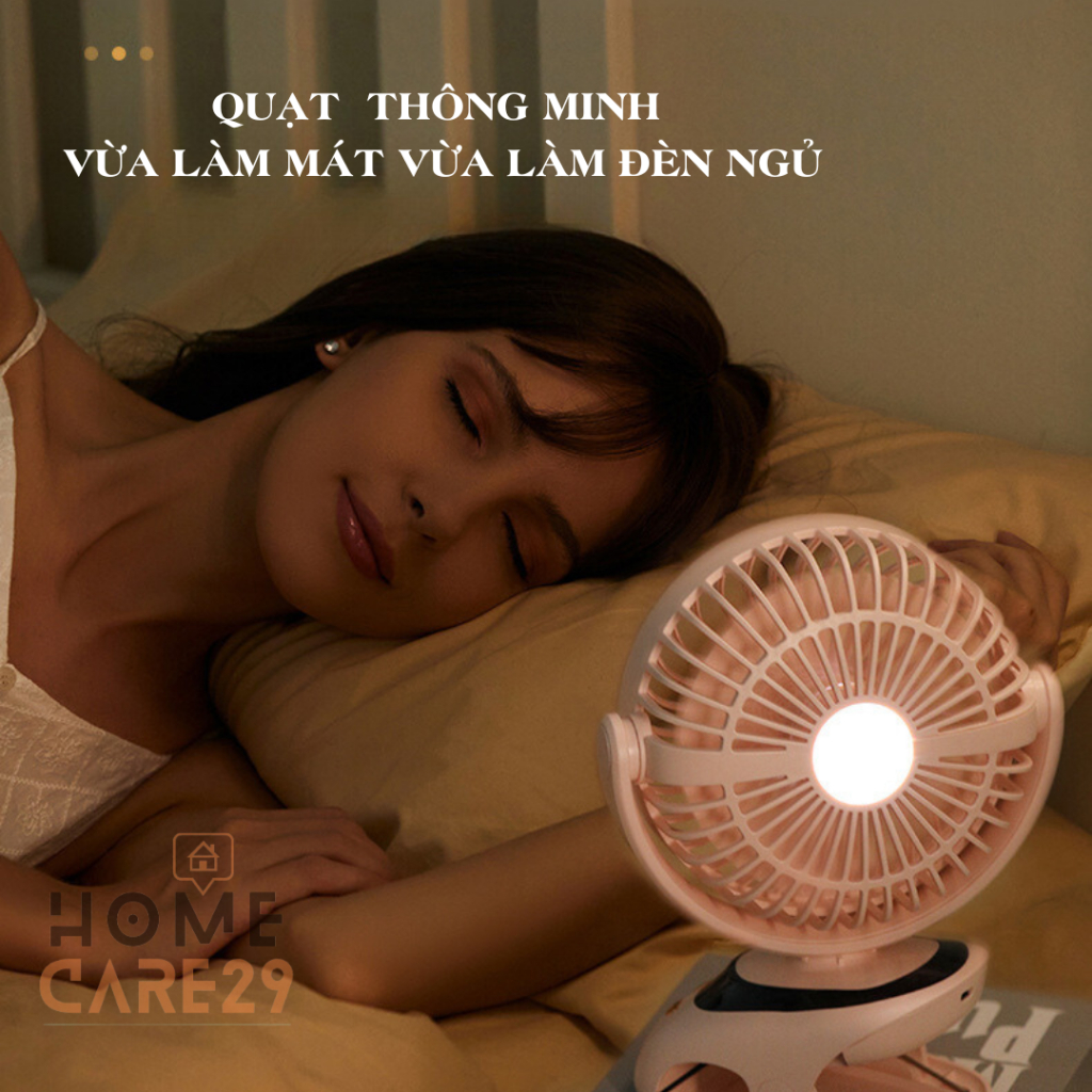 Quạt Tích Điện Để Bàn Tích Hợp Đèn Ngủ Cao Cấp, Quạt Kẹp Bàn Tích Điện Pin 15000Ah Có Màn Hình Hiển Thị Pin Mẫu 2025