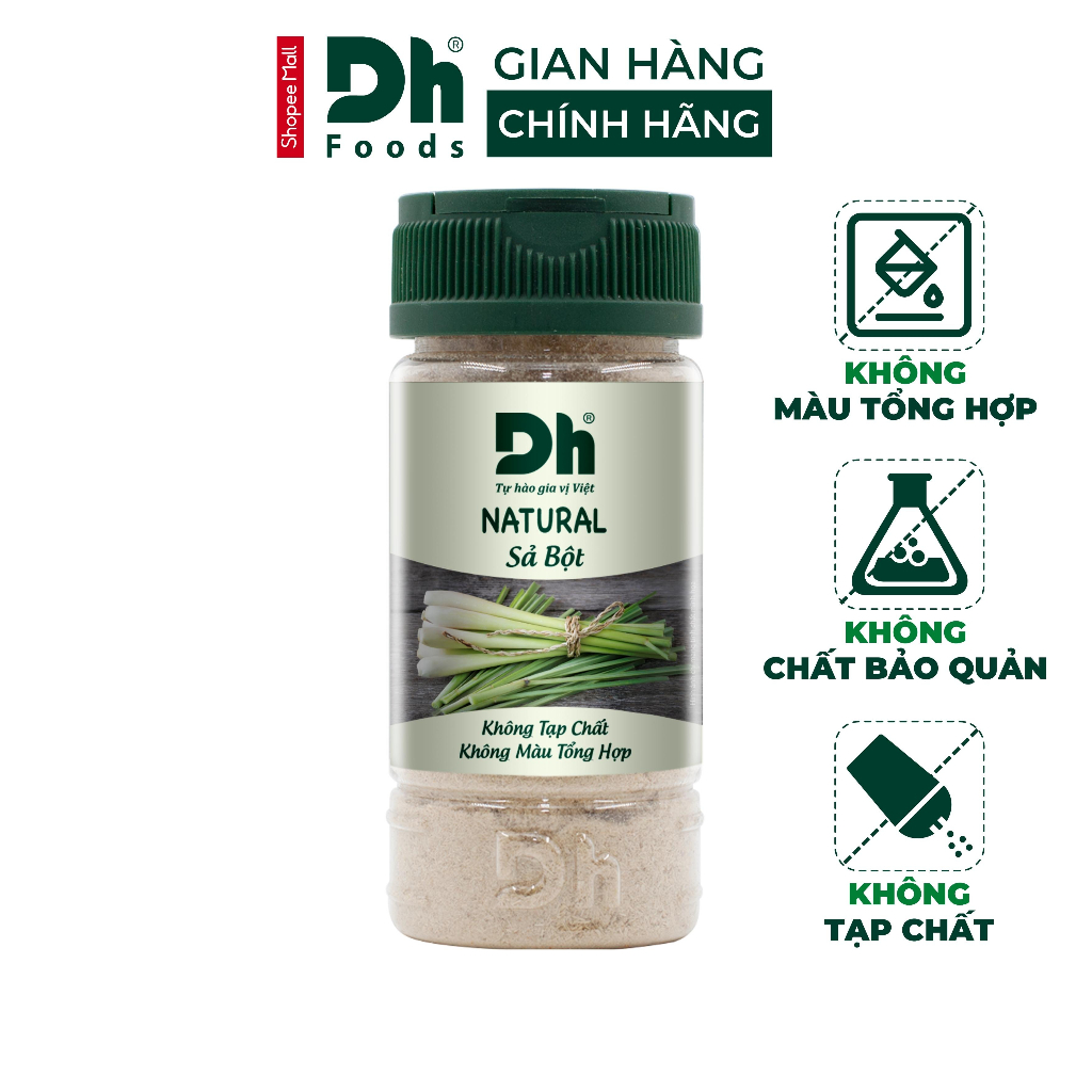 Bột sả nguyên chất Dh Foods gia vị tự nhiên dùng để ướp thực phẩm và chế biến món ăn lọ 30gr