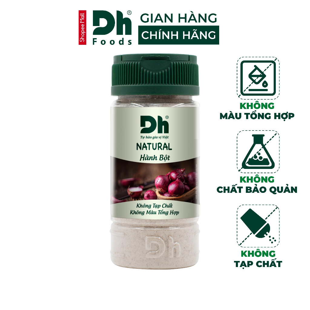 Bột hành nguyên chất Dh Foods gia vị tự nhiên chế biến món ăn, ướp thực phẩm lọ 40gr
