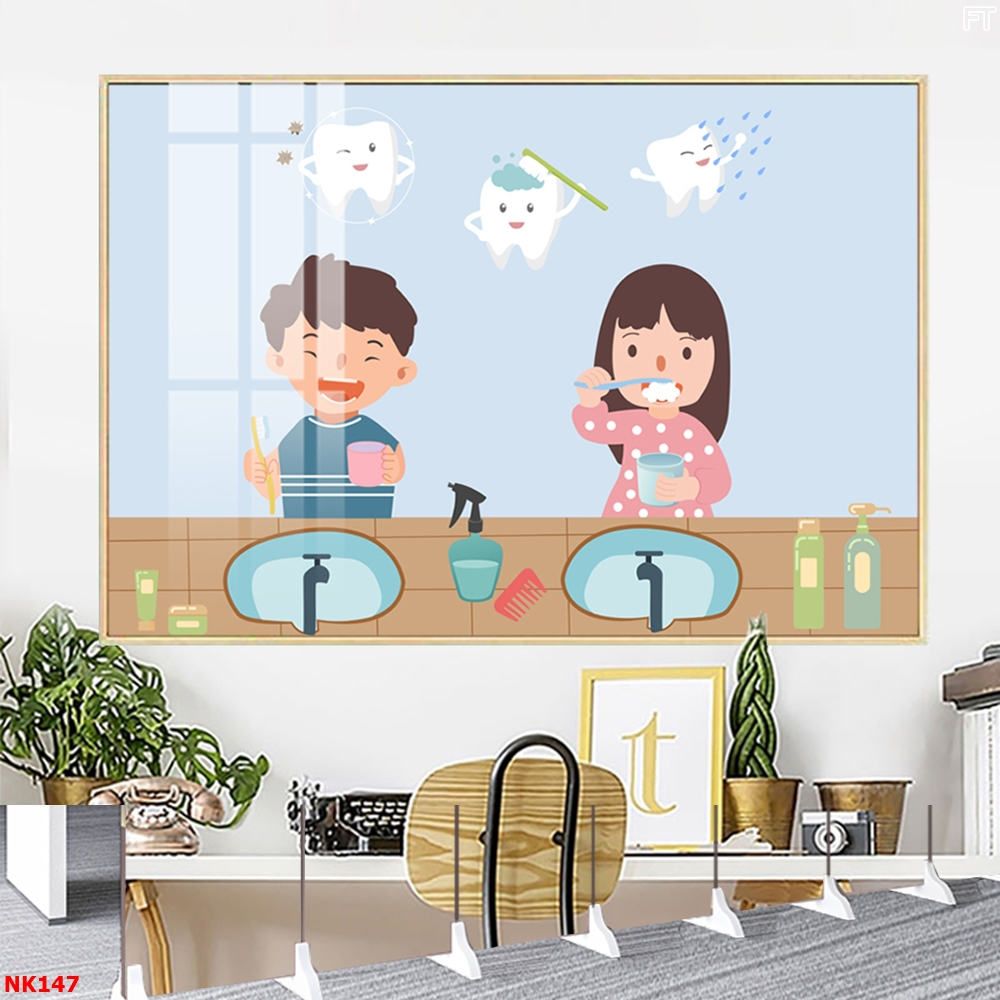 Tranh Treo Tường Tráng Gương Chủ Đề Răng Miệng Phù Hợp Trang Trí Nha Khoa OHA Decor