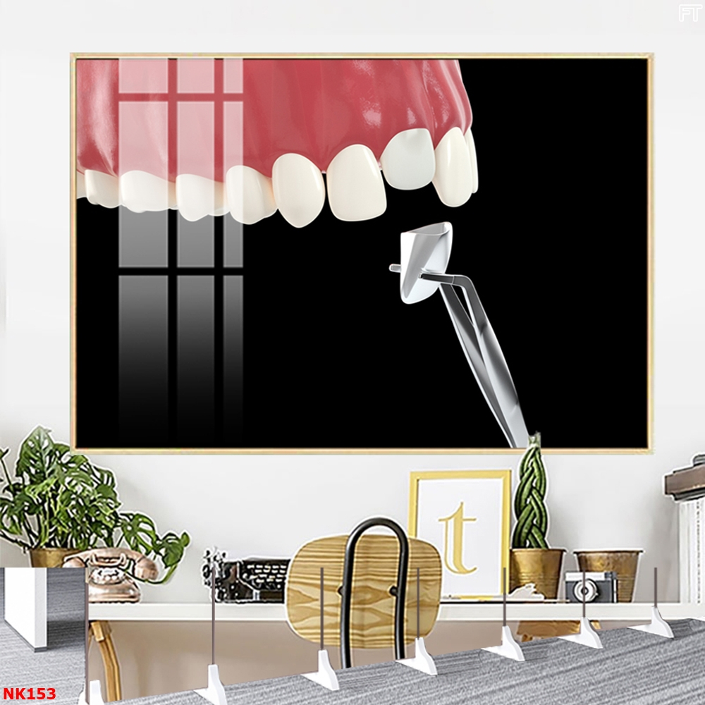 Tranh Treo Tường Tráng Gương Chủ Đề Răng Miệng Phù Hợp Trang Trí Nha Khoa OHA Decor
