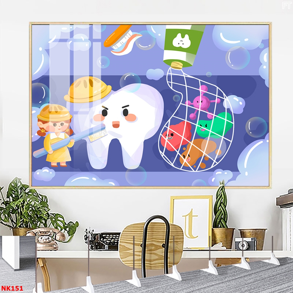 Tranh Treo Tường Tráng Gương Chủ Đề Răng Miệng Phù Hợp Trang Trí Nha Khoa OHA Decor