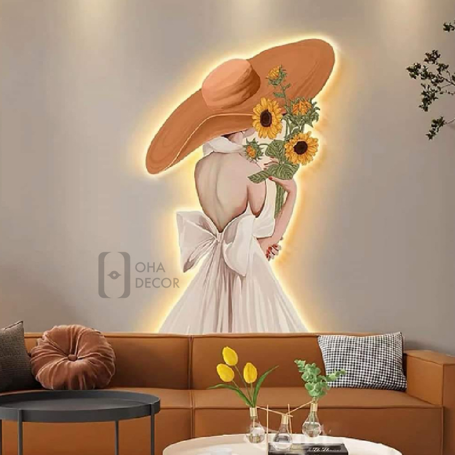 Tranh 3D Đèn LED Cô Gái Hiện Đại Trang Trí Phòng Khách, Phòng Ngủ Xưởng Giá Rẻ