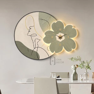 Tranh Đồng Hồ 3D LED Cô Gái Và Hoa Trang Trí Phòng Khách Quán Tiệm Shop Xưởng Giá Rẻ
