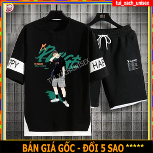 Bộ Thể Thao Nam mùa hè mặc ở nhà chất thun mè thái cao cấp HAPPY nam nữ phong cách unisex L1