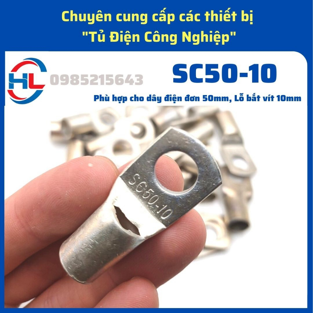 Đầu Cos SC50-10, cos SC, đầu cos tròn trần, cos đồng, bịt đầu SC bằng ...