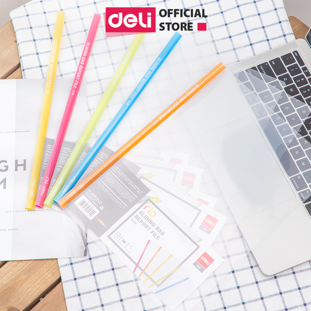 File rút gáy A4 10mm Deli học sinh, bìa trong kẹp giấy tài liệu hồ sơ văn phòng, file đựng giấy tờ xoay gáy tiện lợi