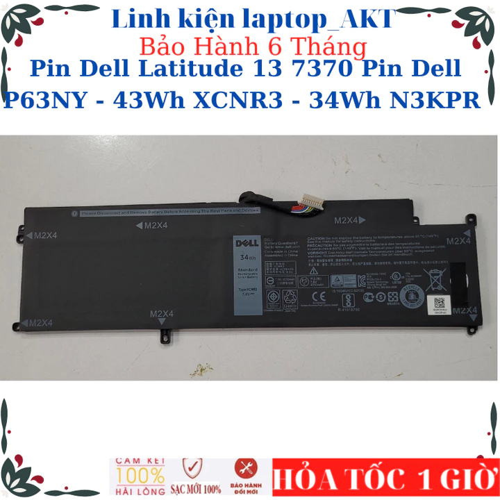 [Pin zin] Pin laptop Dell Latitude 13 7370 E7370 P67G P67G001 Pin Dell P63NY - 43Wh XCNR3 - 34Wh N3KPR WY7CG