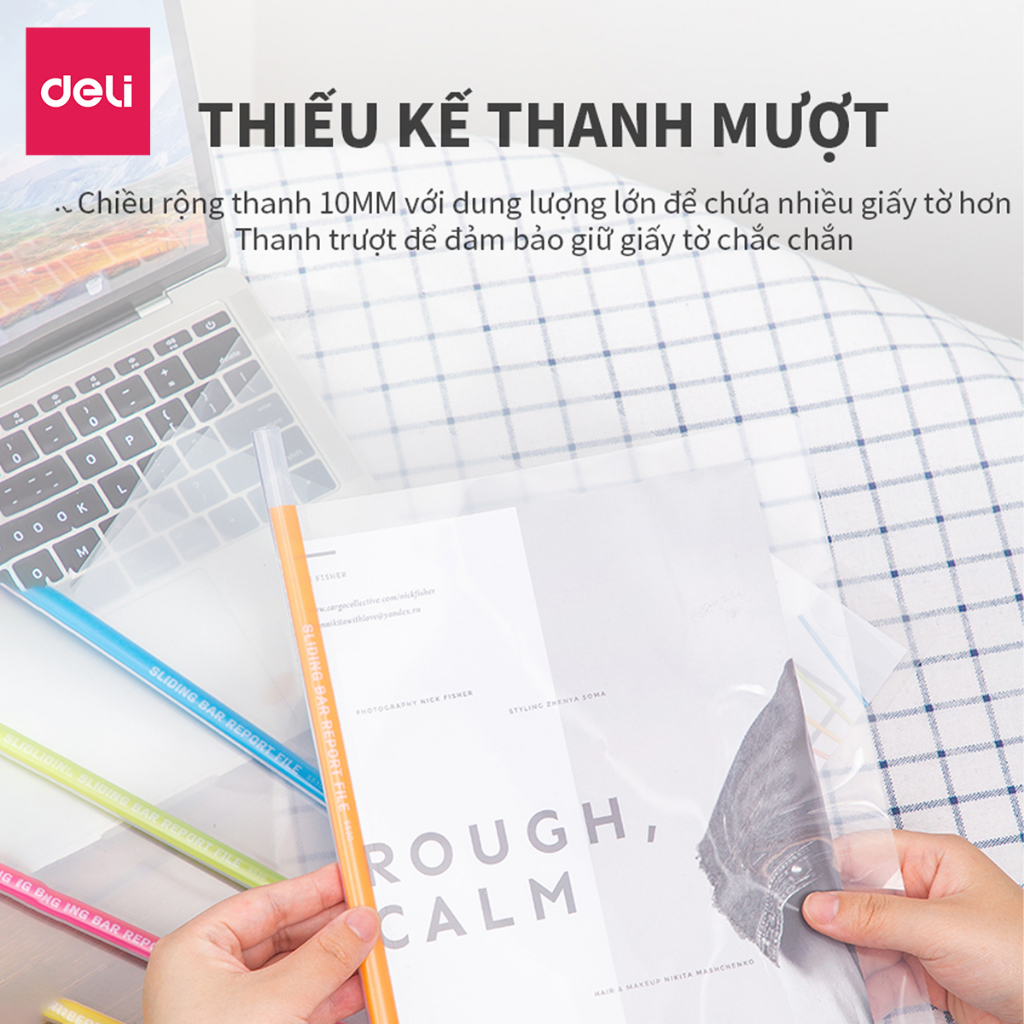 File rút gáy A4 10mm Deli học sinh, bìa trong kẹp giấy tài liệu hồ sơ văn phòng, file đựng giấy tờ xoay gáy tiện lợi