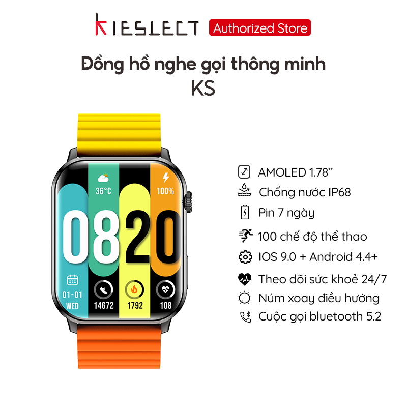 Đồng hồ thông minh Kieslect KS | 1.78 inch | Ultra AMOLED | 330mAh | Nghe gọi trực tiếp |Tặng Thêm Dây - Hàng Chính Hãng