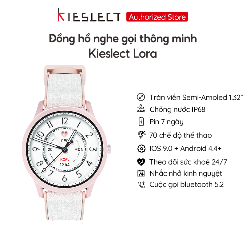 Đồng hồ thông minh cho nữ Kieslect Lora | Semi Amoled 1.32 inch | Nghe gọi trực tiếp | Tặng kèm dây - Hàng Chính Hãng