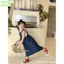 Yếm jean cho bé gái. Set yếm jean kèm áo cotton trắng Sofia Candy năng động cho bé 13-45kg