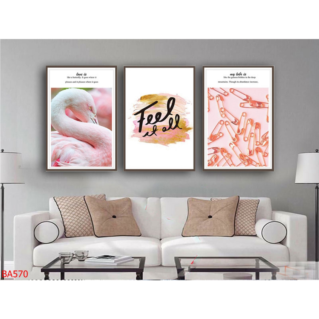 Bộ 3 Tranh Tráng Gương Treo Tường Phong Cách Hồng Đen Trang Trí Nhà, Phòng Khách, Phòng Ngủ OHA Decor