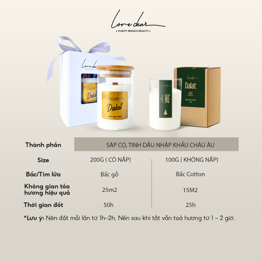Ảnh Nến thơm Tinh Dầu Cao Cấp LoveDear 100g Nhiều Mùi - Không Khói Decor Sang Trọng 1