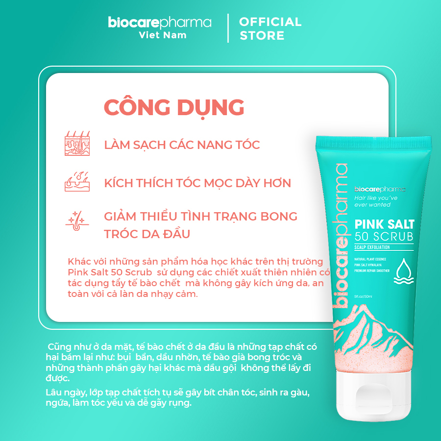 Ảnh Tẩy tế bào chết da đầu muối hồng Himalaya - Giảm bết tóc - Giảm gàu - Giúp phồng tóc - Biocarepharma - Tuýp 50gr 3
