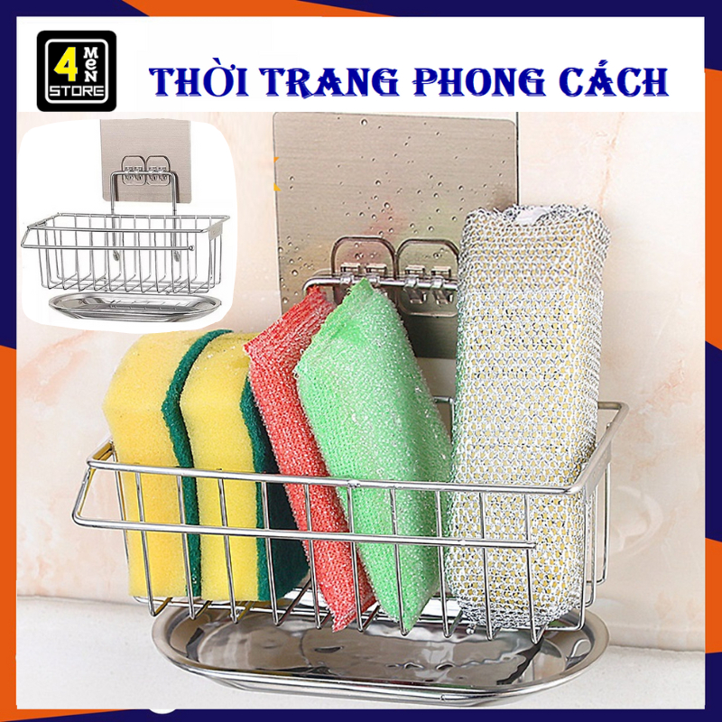 Kệ inox dán tường để đồ rửa chén bát có khay hứng nước cao cấp - Giá để ...