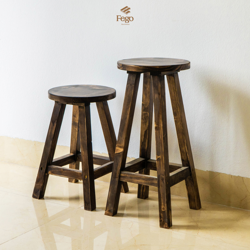 [Mã BMLTA35 giảm đến 35K đơn 99K] Ghế đôn tròn gỗ thông FEGO cao 45cm phù hợp với bàn ăn và làm việc