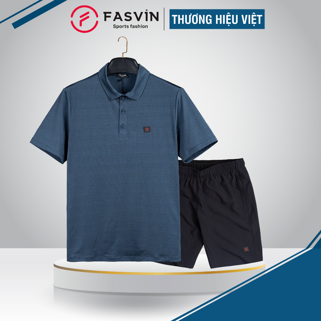 Bộ quần áo thun thể thao nam Fasvin AB23590.HN cộc tay cổ bẻ vải mềm nhẹ co giãn tốt