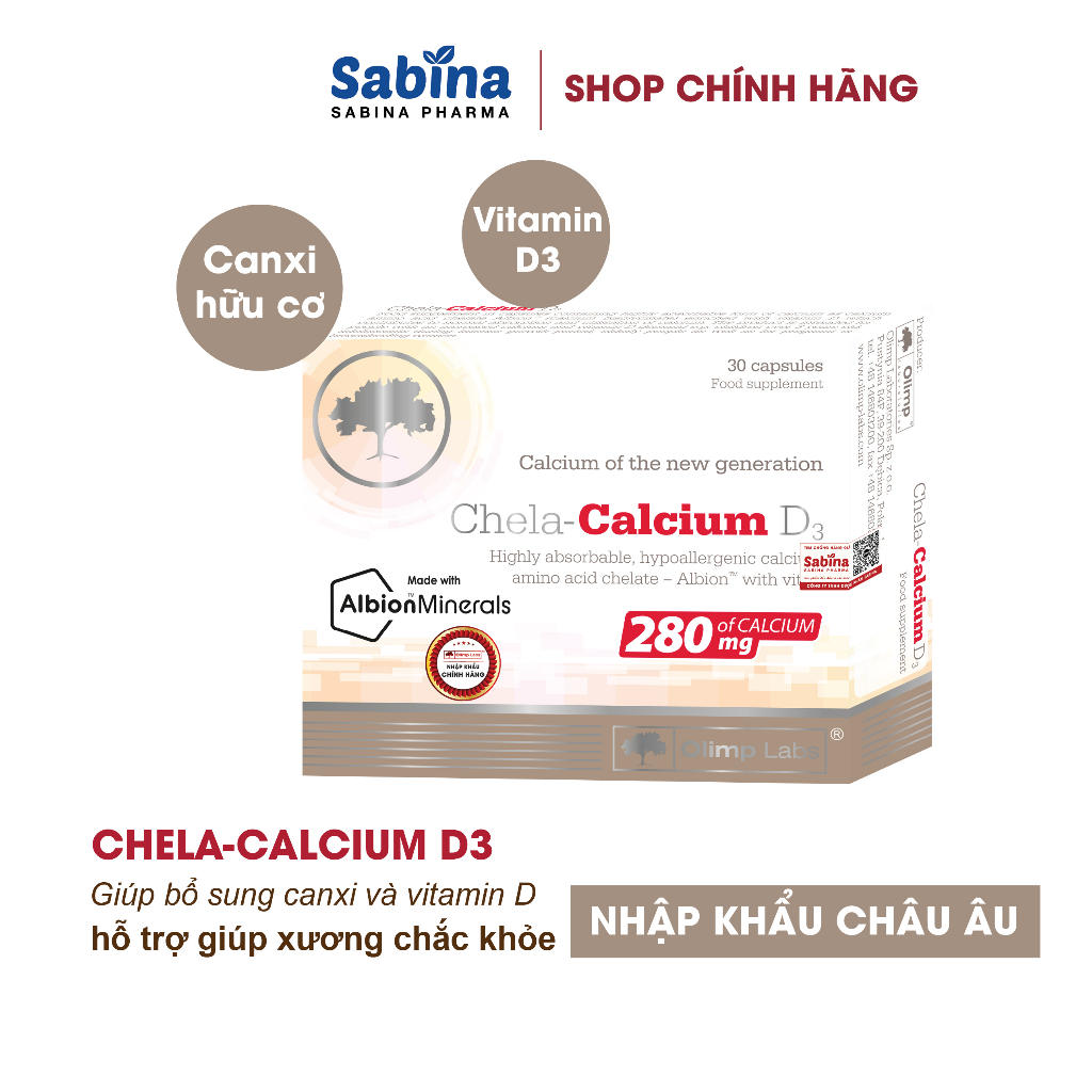 [Chính hãng] Canxi Chela Calcium D3 ( Olimp labs) Canxi cho bà bầu, bổ sung canxi và vitamin D3 36.6g