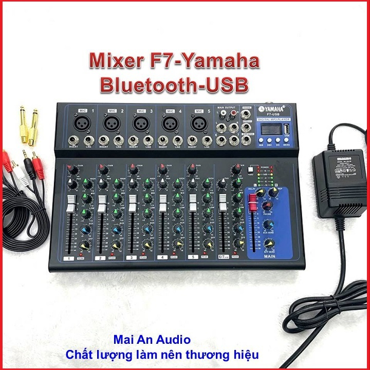 Bàn trộn âm thanh Mixer F7 yamaha có Bluetooth, Ghép dàn karaoke,Hát ...