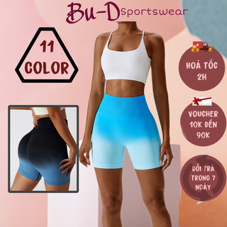 Quần biker thể thao nữ tập gym,yoga loang dệt kim 11 màu( mã L604)
