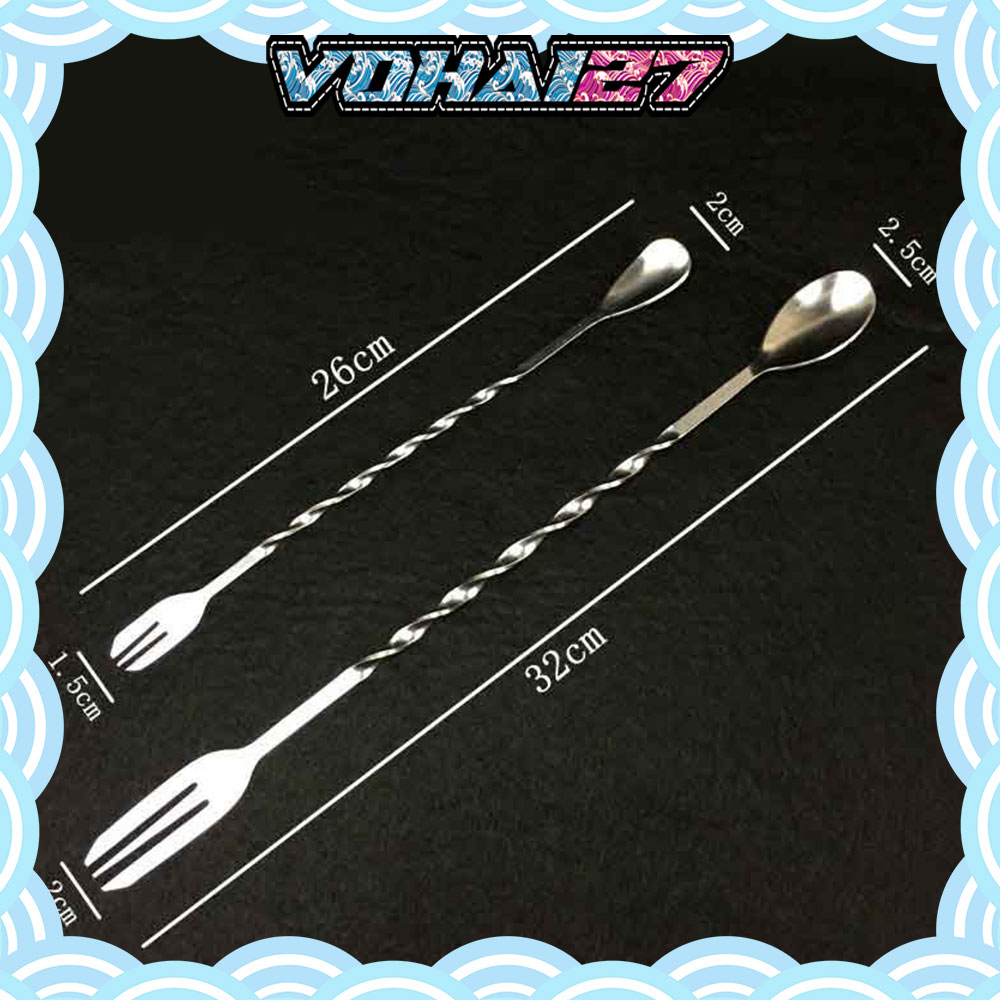 Muỗng/Thìa pha chế bar xoắn 2 đầu 26cm/32cm