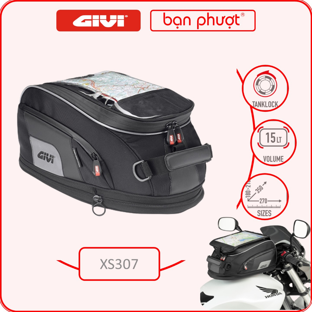 Túi Gài Bình Xăng Givi XS307, Túi Tanklock Givi Gắn Bình Xăng Motor