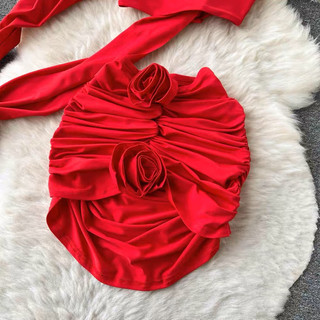 VÁY BODY NHÚNG TAG HOA DÂY CHOÀNG CỔ