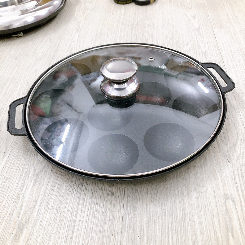 Khuôn Bánh Khọt Chống Dính vạn lợi Loại Dày Cao Cấp Có Nắp kính - nắp inox( 8- 10 - 12 lỗ )