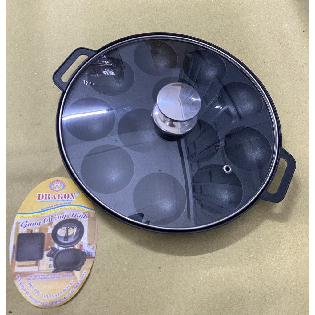 Khuôn Bánh Khọt Chống Dính vạn lợi Loại Dày Cao Cấp Có Nắp kính - nắp inox( 8- 10 - 12 lỗ )