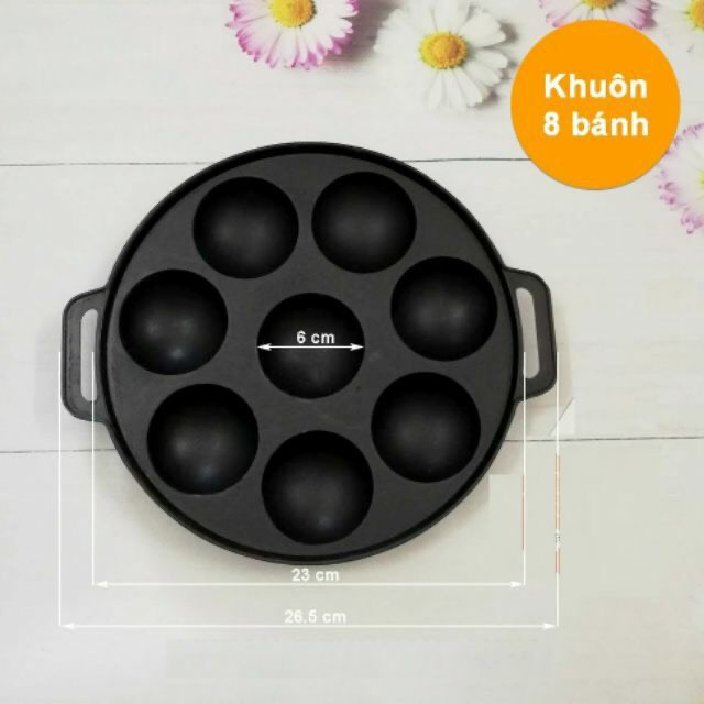 Khuôn Bánh Khọt Chống Dính vạn lợi Loại Dày Cao Cấp Có Nắp kính - nắp inox( 8- 10 - 12 lỗ )