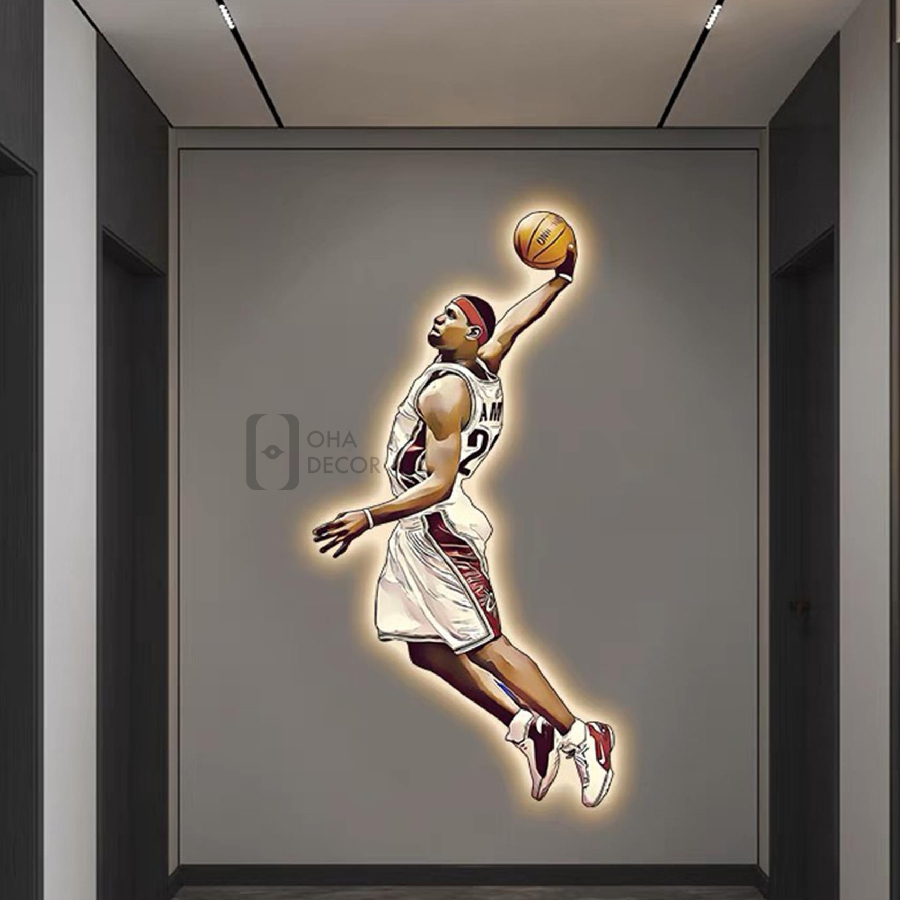 Tranh Treo Tường 3D LED Cầu Thủ Trang Trí Nhà, Quán Cà Phê Hiện Đại Độc Đáo OHA Decor