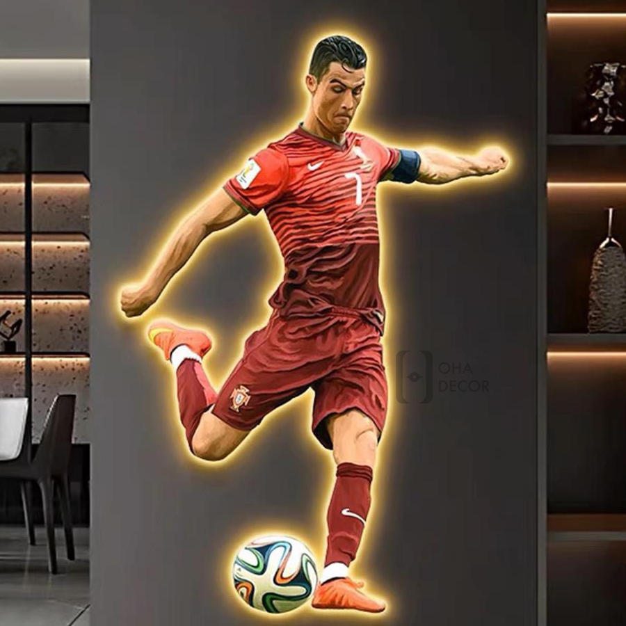 Tranh Treo Tường 3D LED Cầu Thủ Trang Trí Nhà, Quán Cà Phê Hiện Đại Độc Đáo OHA Decor